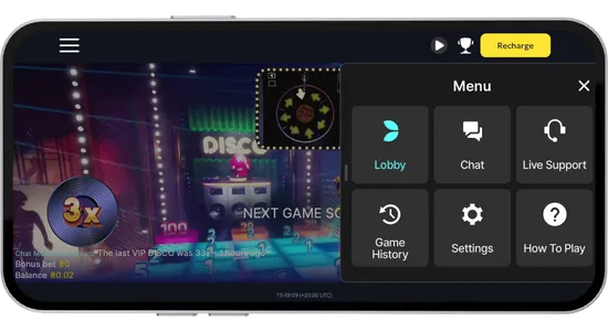 Menu di navigazione del gioco Funky Time
